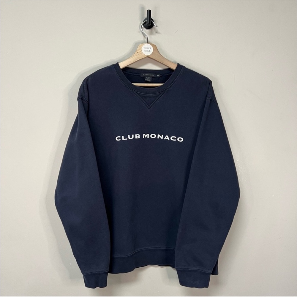 Vintage Club Monaco Men's Dark Blue Crewneck Sweater